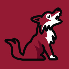 cartoon cute red coyote howling