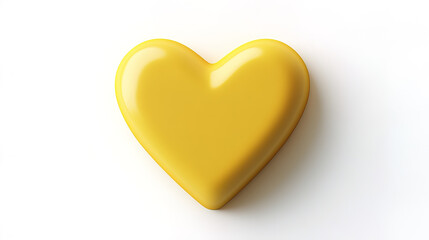 Fototapeta premium glossy yellow heart icon on clean white background, symbolizing love