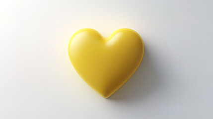 Fototapeta premium matte yellow 3D heart icon on white background, symbolizing love