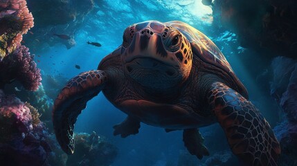Fototapeta premium Close-Up Photography of Sea Turtle in Natural Light