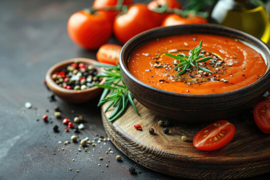 Tomato, red pepper soup, .. 