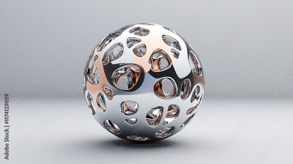 Poster abstract metallic sphere: a 3d render of intricate design