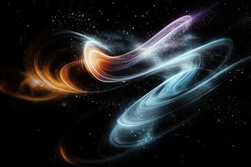 Fototapeta premium Cosmic Energy Streams in Orange and Blue Against Starry Black