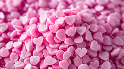 Obraz premium pile of pink heart sprinkles in sharp focus, perfect for celebrations
