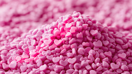 Obraz premium pile of pink heart sprinkles creates sweet and festive atmosphere