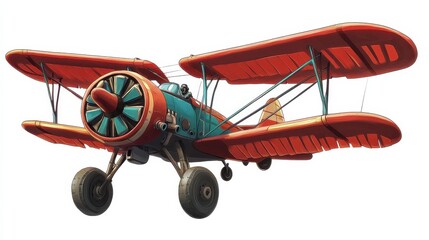 Vintage Biplane Flying Over Clear Sky with Colorful Design