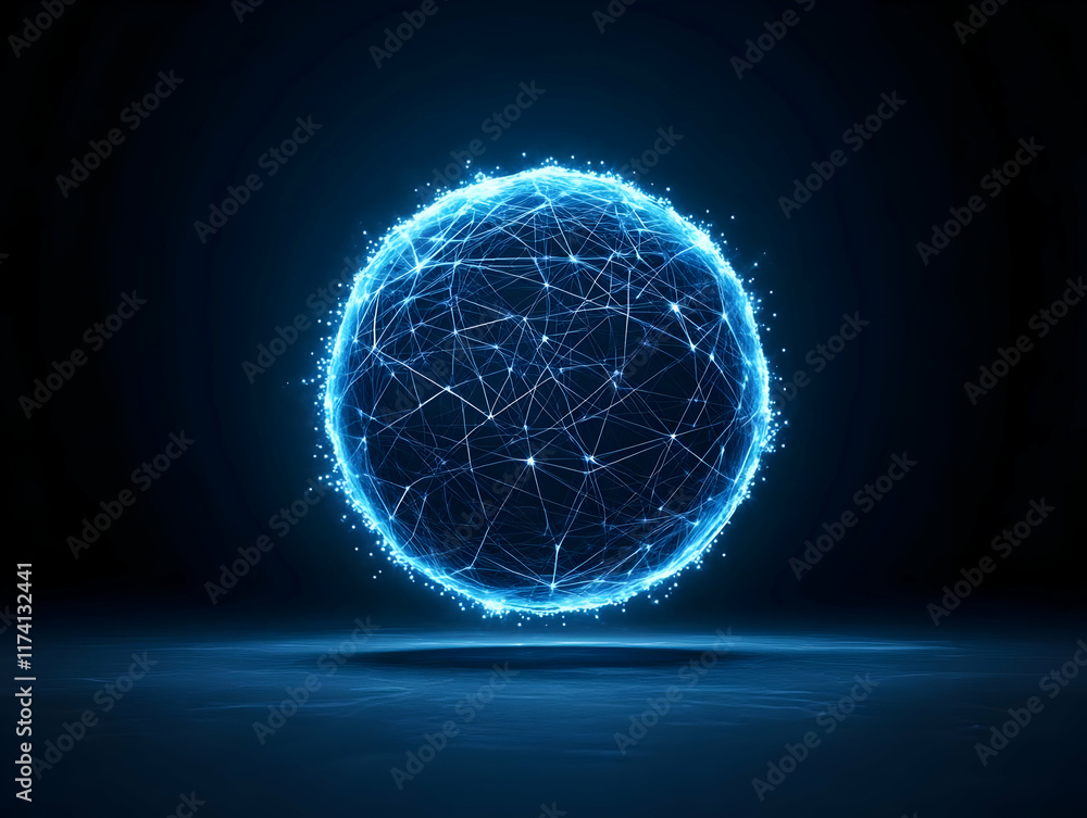 Aufkleber glowing network sphere abstract 3d render