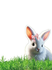 Easter Card Frame, Cute Girl Bunny, Happy Easter, Easter Eggs Isolated Background
