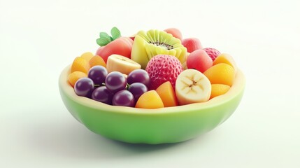 Colorful Fresh Fruit Bowl with Variety of Healthy Fruits Displayed
