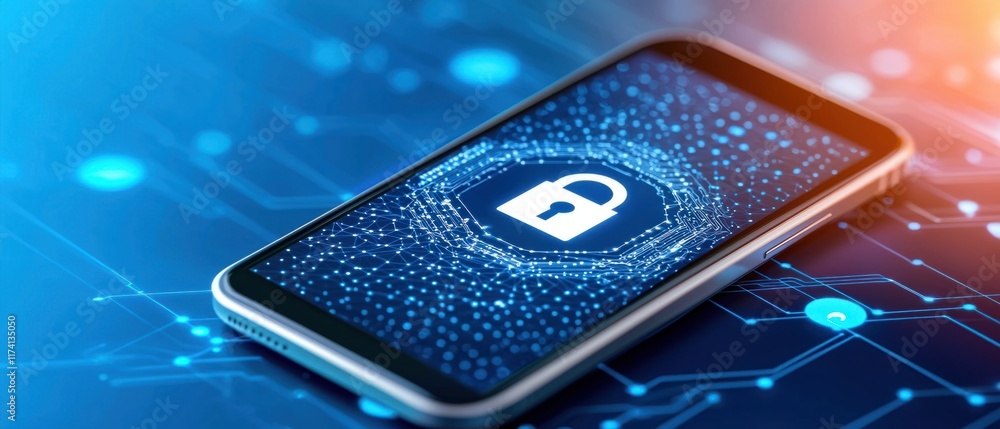 Aufkleber mobile security action digital world technology image cyber environment close-up view data protectio