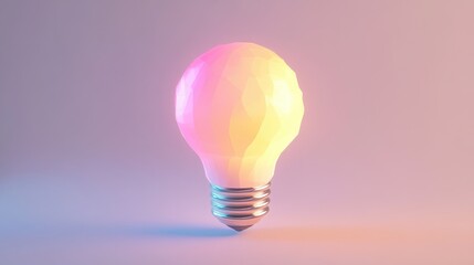 Fototapeta premium Colorful Geometric Light Bulb with Soft Glow on Creative Background