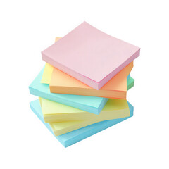 stack of colorful sticky notes arranged in a neat pile. showcasing various pastel shades these notes are commonly used for jotting down reminders. notes. or ideas. making them a practical tool for org
