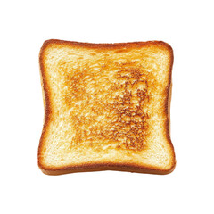 single slice of golden-brown toast with a slightly crispy texture. set against a plain white background the toast appears evenly browned. showcasing its toasted surface. which is ideal for various top