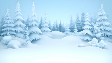 Snowy Winter Forest 3D Illustration