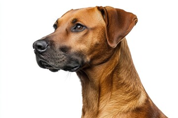 Obraz premium Rhodesian ridgeback dog looking away on white background