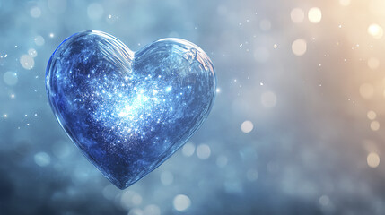 Fototapeta premium glowing blue heart with starry aura against dreamy background