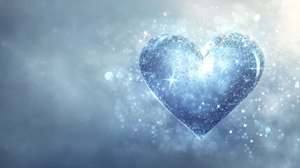 sparkling blue heart with glowing aura and shimmering stars
