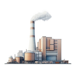 a large industrial power plant with a tall smokestack emitting smoke. various cylindrical storage tanks. and a complex of buildings. illustrating the infrastructure involved in energy production