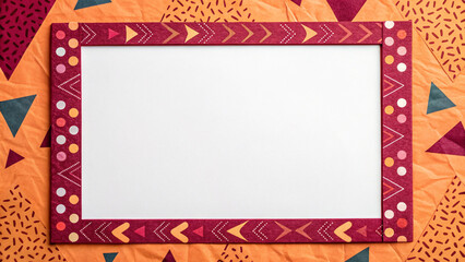 Memphis Pattern Border with Paper Texture and Crimson Sunset Palette
