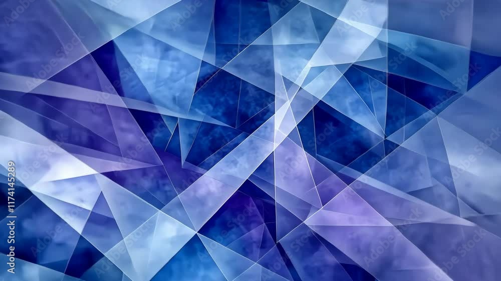 Poster abstract geometric patterns in shades of blue creating a calming visual experience