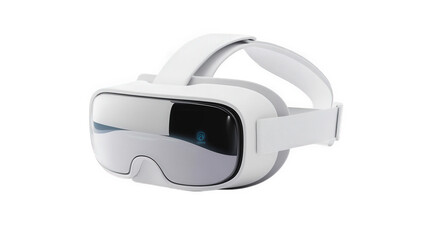 a sleek virtual reality headset designed for immersive experiences. featuring a minimalist white design and a reflective visor its purpose is to provide users with a gateway to virtual environments. e