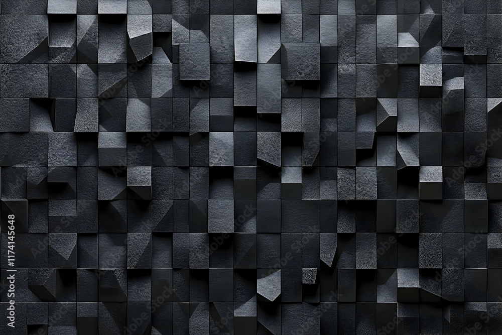 Poster abstract grayscale 3d cube pattern, textured black geometric background. ideal for modern design, ar
