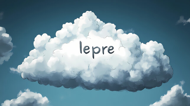 Cloud with the word "lepre" written on it. Ravenwood. Illustration