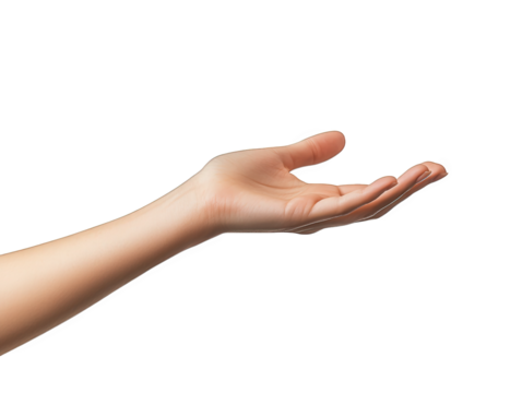 an open hand. palm facing up. against a plain white background. suggesting an invitation or offering gesture it symbolizes openness. receptiveness. and the potential for exchange or assistance