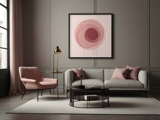 Modern Minimalist Zoom Room with Pink Accents and Generative Art