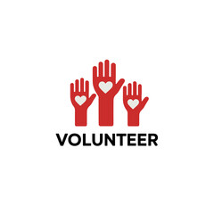 Fototapeta premium Volunteer Hands Logo with Hearts