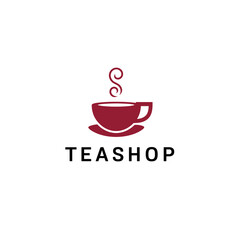 Tea Shop Logo Design with Cup and Steam