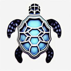 Obraz premium Futuristic Turtle with Geometric Blue Shell and Abstract Glow