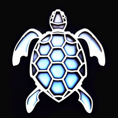 Fototapeta premium Glowing Blue Turtle with Abstract Shell Design on Dark Background