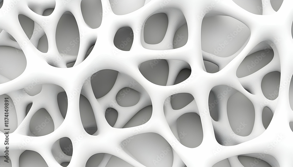 Poster abstract white 3d rendering of an intricate, organic network structure, perfect for backgrounds or d