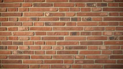 Fototapeta premium Rough-textured brick wall, varying shades of red and brown, building, red brick, facade