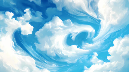 Abstract swirling blue and white cloudscape. Ravenwood. Illustration