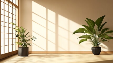 Minimalist Room Decor with Plants and Sunlight