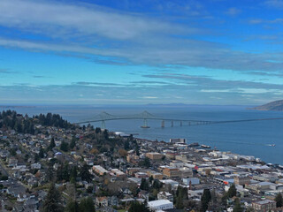 The Astoria-Megler bridge was photographed from a registered drone operated by a licensed drone pilot.  