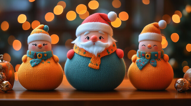3p cartoon, Santa Claus is drunk, made of coarse yarn material