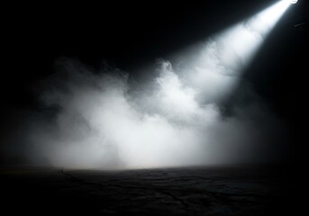 Fototapeta premium Light of fog and spotlight spread in dark space 