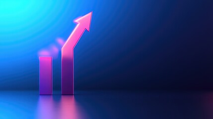 A glowing arrow chart representing financial success on a stylish blue gradient background.
