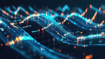 A glowing upward graph symbolizing financial growth and success on a professional blue background.