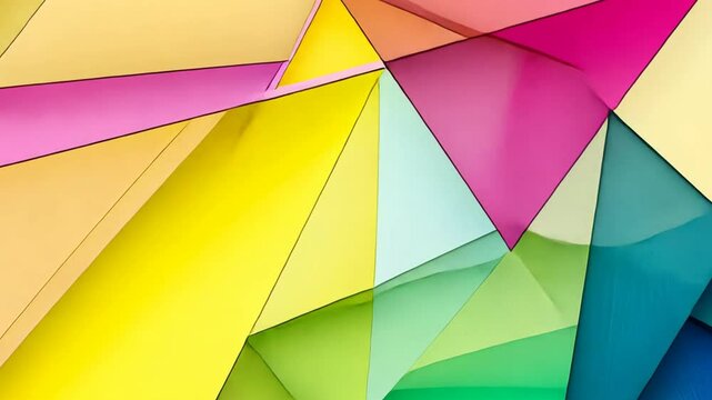 Vibrant Abstract Geometric Design: An explosion of color and shape.  Interlocking translucent triangles create a dynamic, modern art piece. Perfect for backgrounds, websites.
