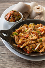 A view of a plate of yedoro tibs.