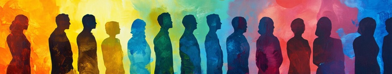Colorful silhoutte of diverse faces, diversity, equity and inclusion