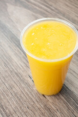 A view of a mango smoothie.