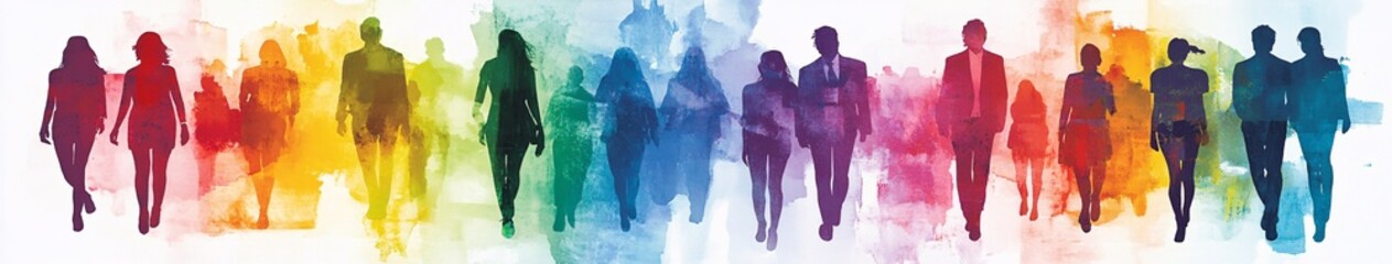 Colorful silhoutte of diverse faces, diversity, equity and inclusion