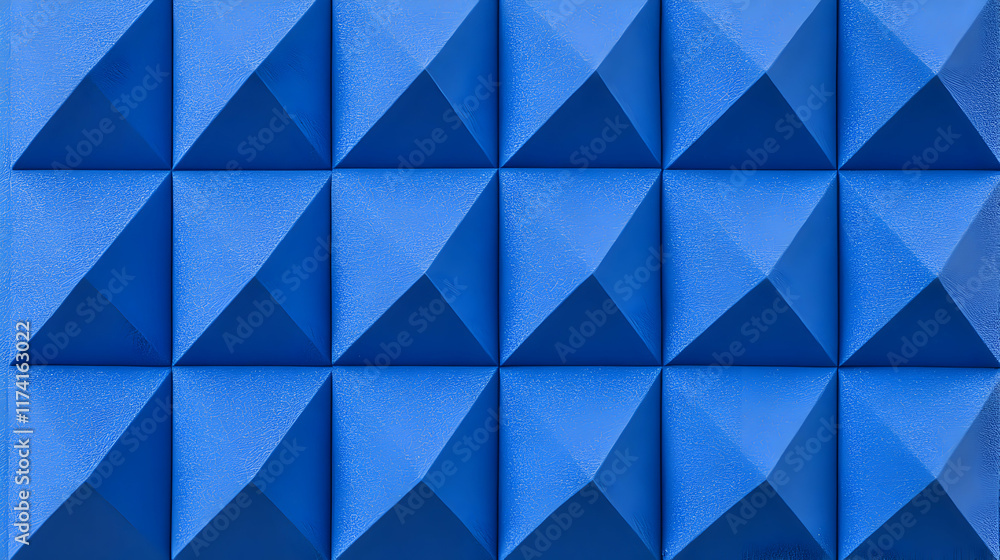 Poster abstract geometric background texture featuring a repeating pattern of vibrant blue pyramidal shapes