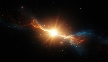 Radiant Starburst Effect Cosmic Scene Ethereal Light Rays Impressionistic Style Vibrant Colors