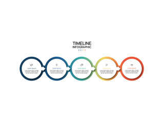 infographic template. Concept circular with 5 steps or process infographic chart for business startup demonstration.